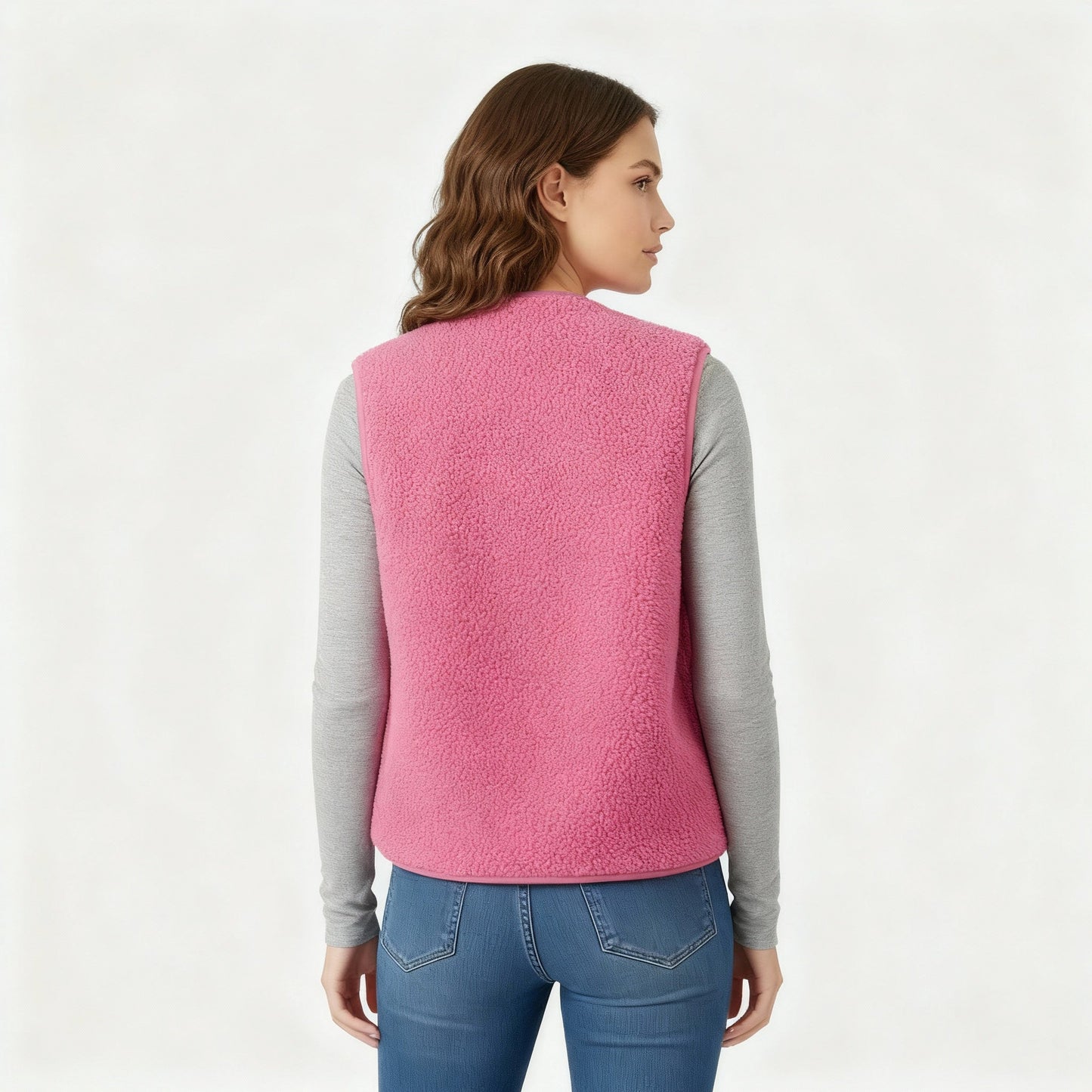 Gilet Donna con Bottoni a Pressione e Collo Tondo