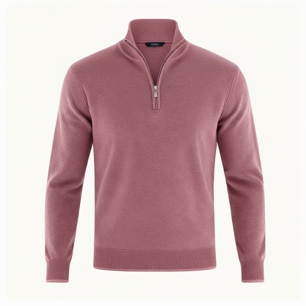 Maglione Uomo Scollo a V con Zip Dettaglio