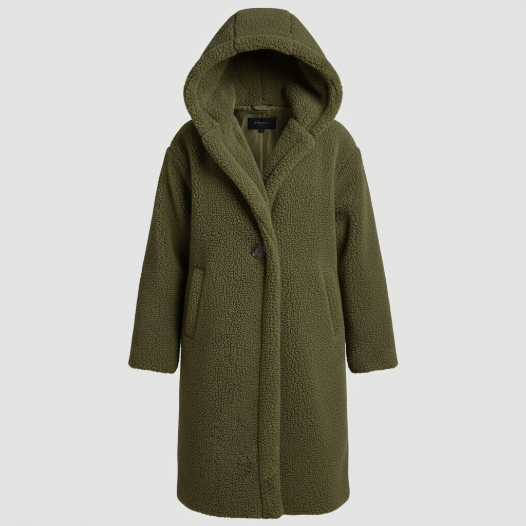 Cappotto Lungo Donna con Cappuccio e Tasche