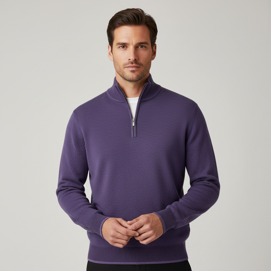 Maglione Uomo Scollo a V con Zip Dettaglio - Brentozzi