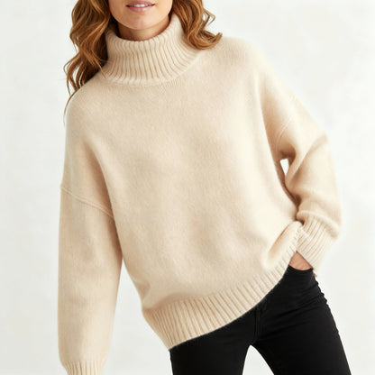 Maglione Donna in Lana Collo Alto Vestibilità Dritta