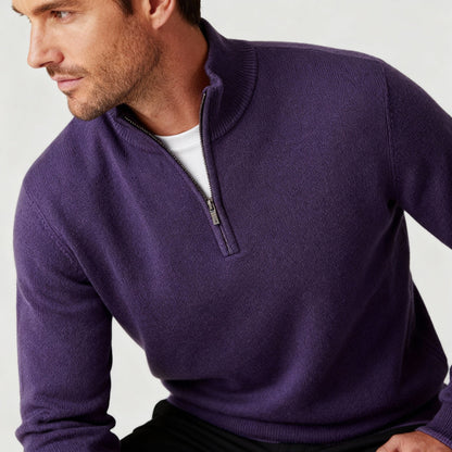 Maglione Uomo Scollo a V con Zip Dettaglio