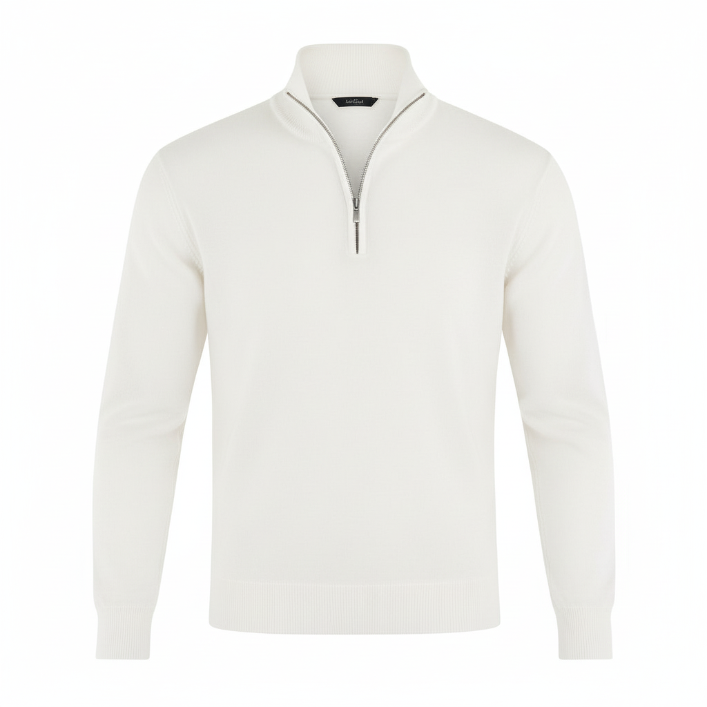 Maglione Uomo Scollo a V con Zip Dettaglio