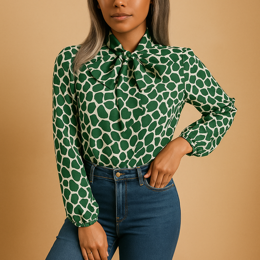 Blusa Donna in Viscosa con Fiocco e Motivo Pois - Vesarelli