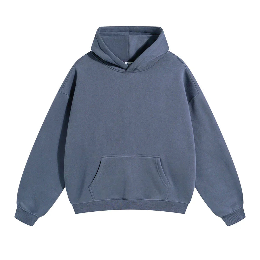Festa | Unisex Felpa Oversize in Pile con Cappuccio Blu Grigio