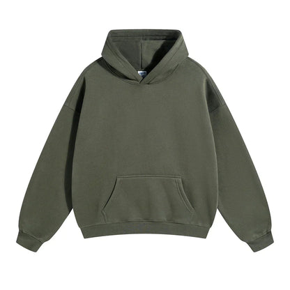 Festa | Unisex Felpa Oversize in Pile con Cappuccio Verde Oliva