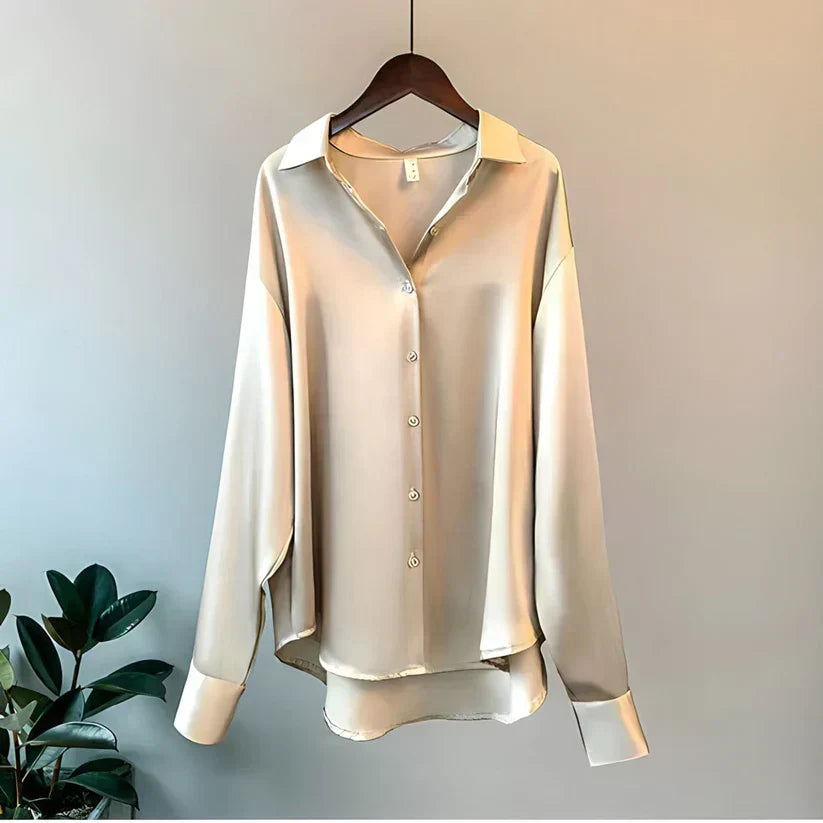 Blusa Donna in Seta Scollo Classico Vestibilità Ampia con Bottoni - Brentozzi