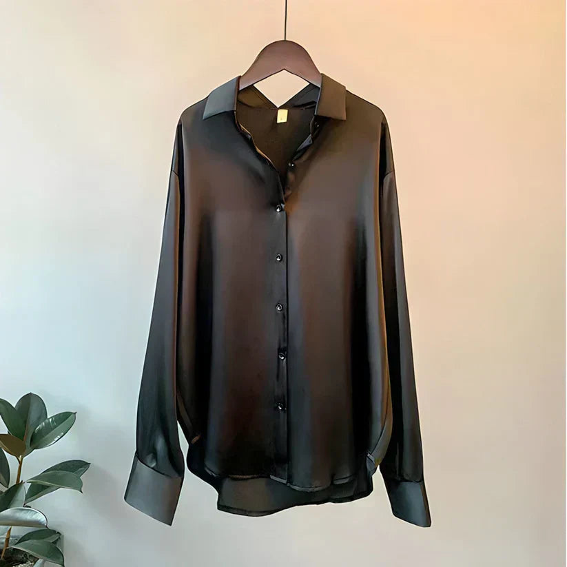 Blusa Donna in Seta Scollo Classico Vestibilità Ampia con Bottoni