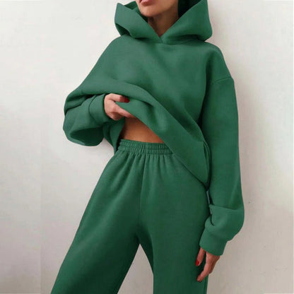 Completo Donna Casual Invernale con Felpa con Cappuccio e Pantaloni
