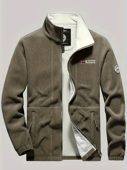 Fleecejacke | Outdoor | Winddicht | Fleece mit durchgehendem Reißverschluss | Winterjacken für Herren-Khaki-XS-Chaps Herrenmode