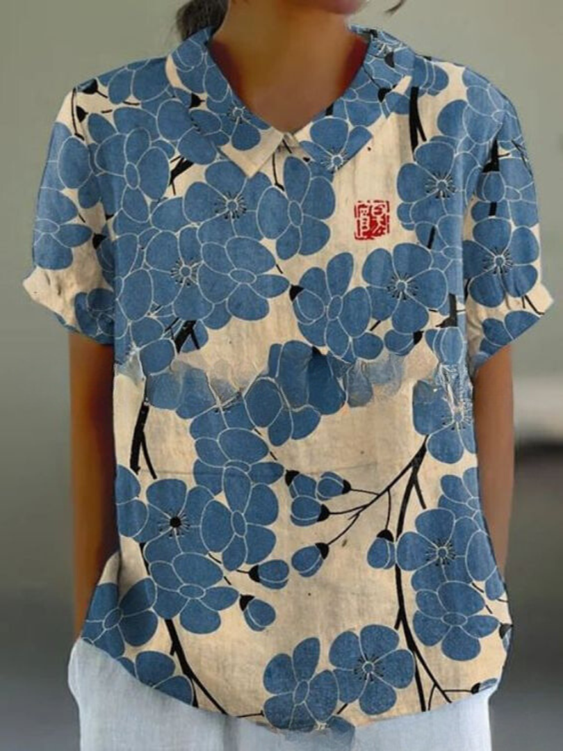 Camicia Donna Estiva Stampa Floreale Leggera
