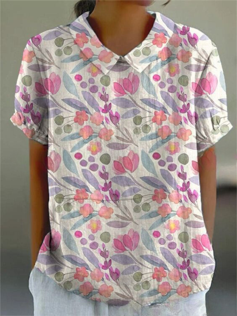 Camicia Donna Estiva Stampa Floreale Leggera