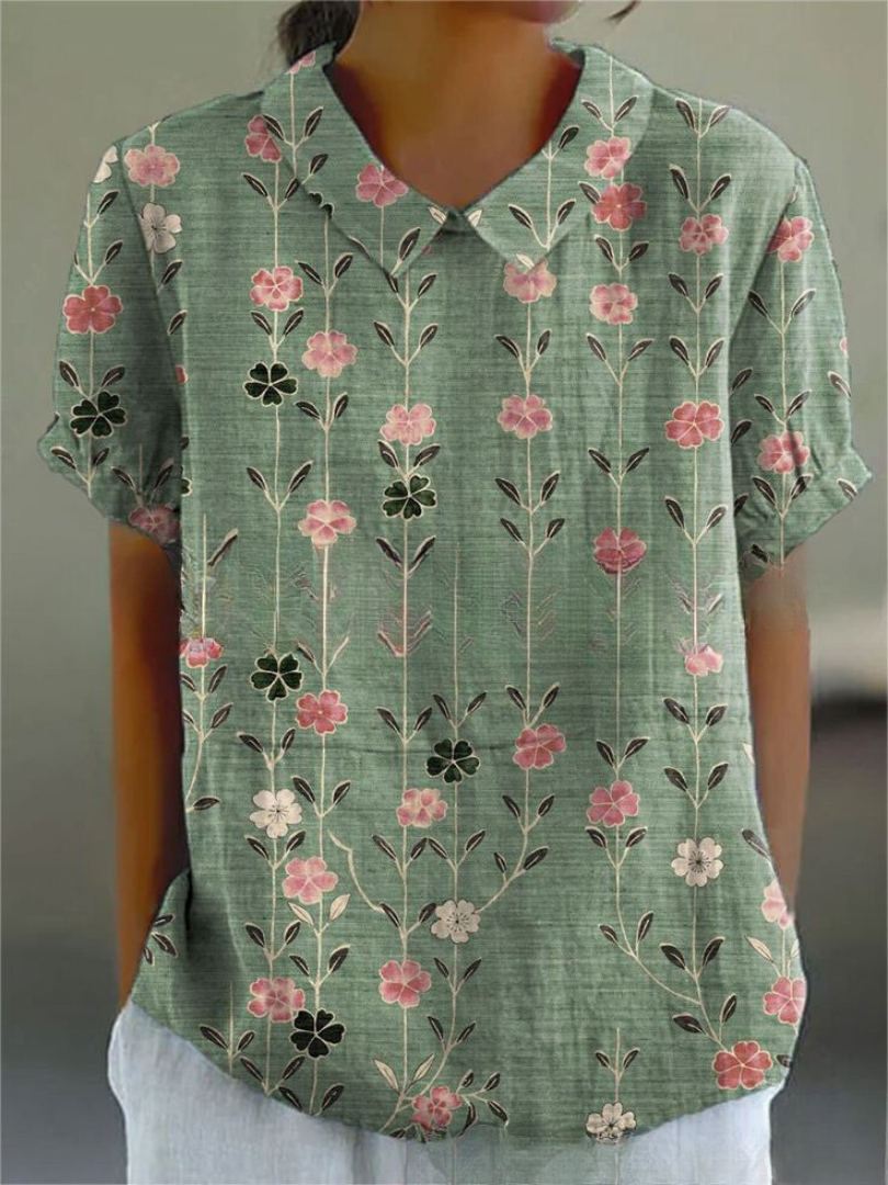 Camicia Donna Estiva Stampa Floreale Leggera
