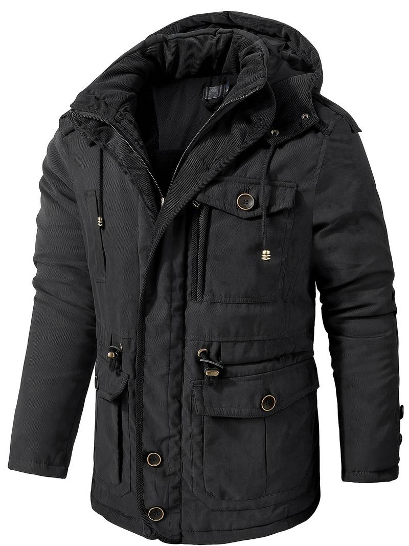 Parka Invernale Uomo con Cappuccio Fodera in Pile e Tasche - Brentozzi