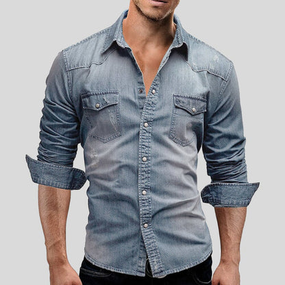 Camicia Uomo Manica Lunga con Bottoni e Tasche sul Petto - Brentozzi