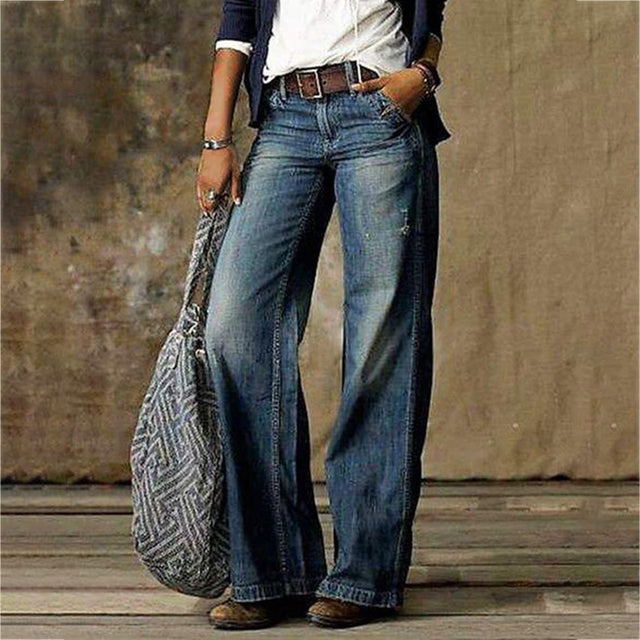 Jeans Baggy Donna Stile Vintage Vestibilità Ampia
