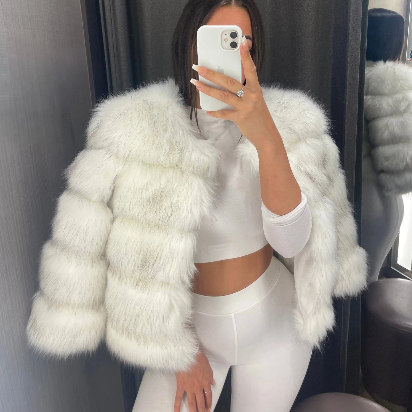 Giacca Invernale Donna in Ecopelliccia Elegante