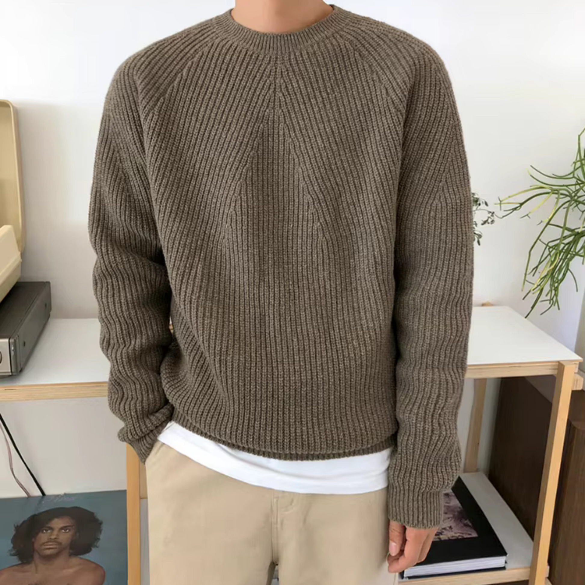 Maglione Uomo Cotone Struttura a Coste Regular Fit - Vesarelli