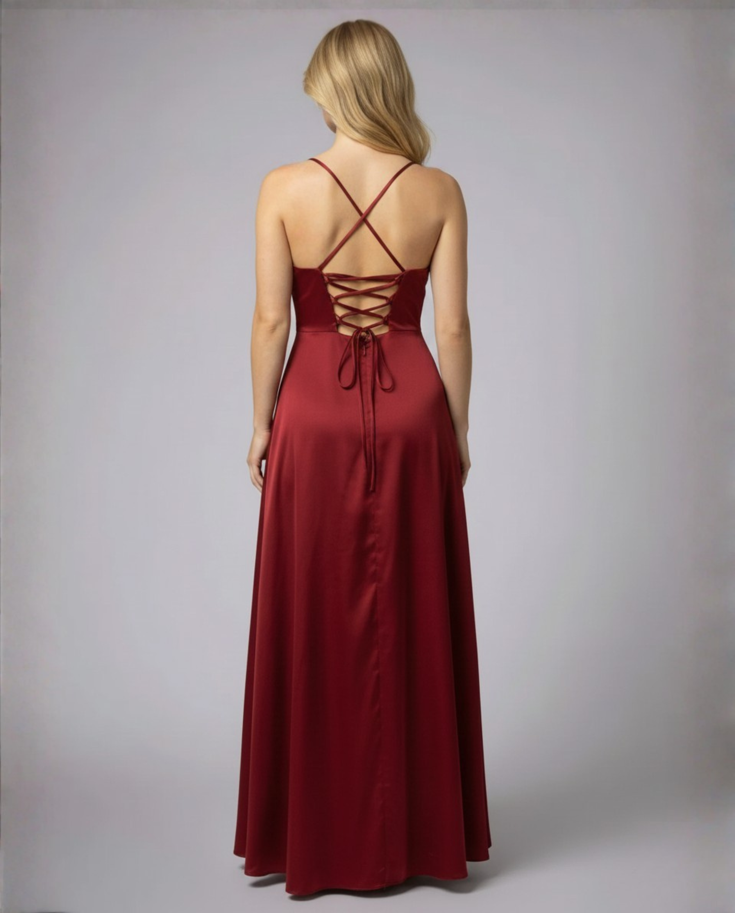 Abito Maxi Donna Scollo Alto con Spacco