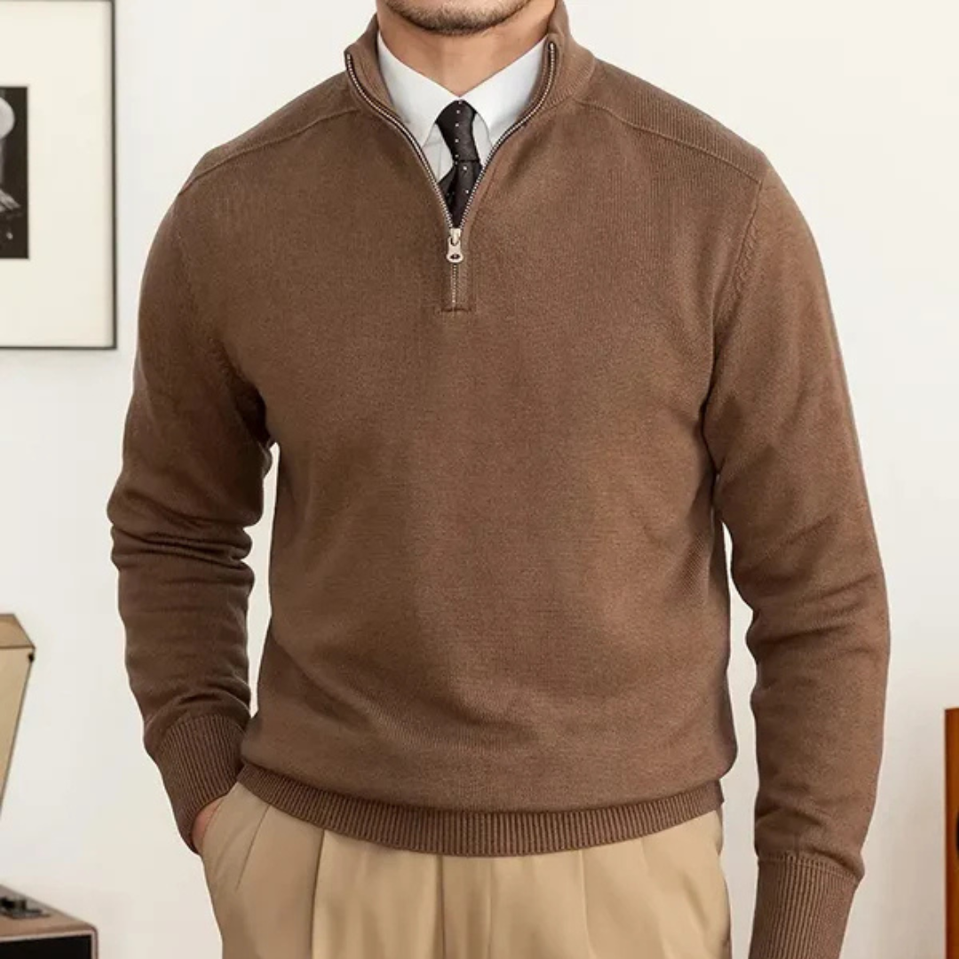 Maglione Uomo Mezza Zip Collo Alto