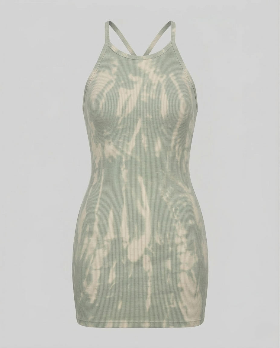 Abito Mini Donna in Maglia Costina Spalline Sottili