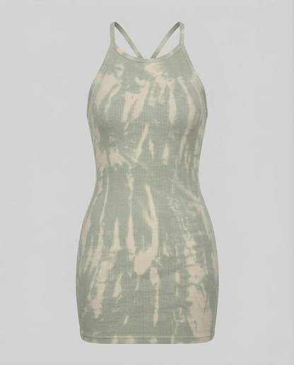 Abito Mini Donna in Maglia Costina Spalline Sottili