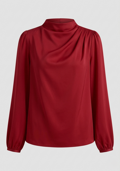 Blusa Elegante Donna Manica Lunga Collo Alto