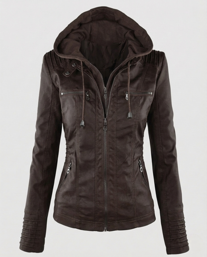 Giacca Donna in Ecopelle con Cappuccio