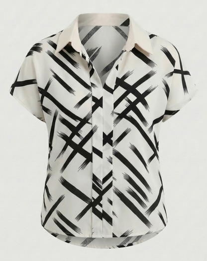 Camicia Donna in Seta Sintetica con Stampa Regular Fit