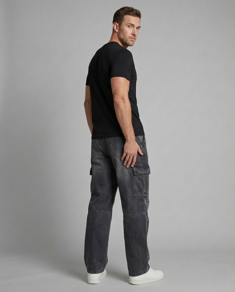 Jeans Cargo Unisex Vestibilità Ampia
