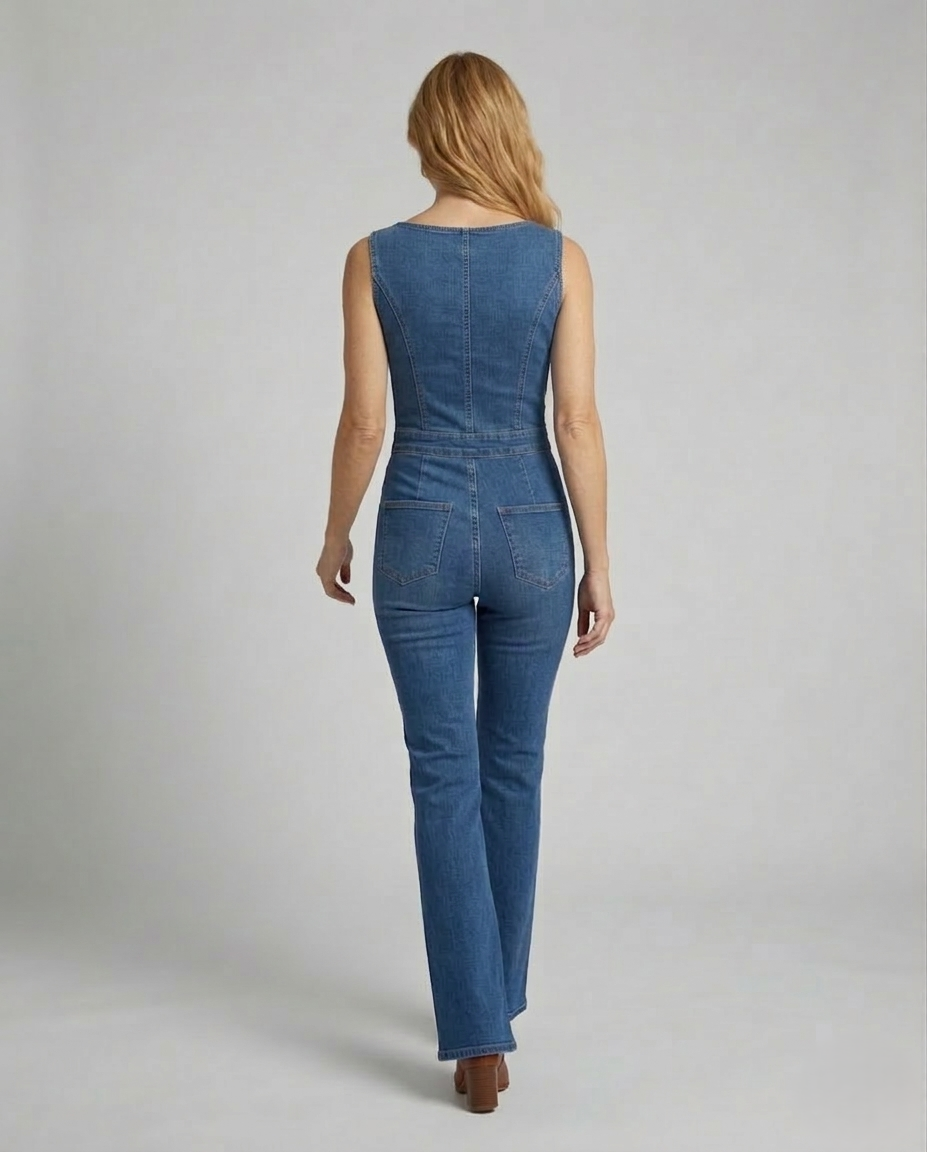 Tuta Jeans Donna Slim Fit Jeans a Zampa