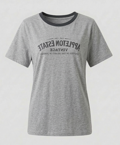 T-shirt Donna con Colletto a Contrasto e Stampa