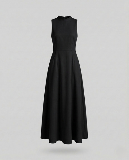Abito Maxi Donna Senza Maniche con Corpino a Costine
