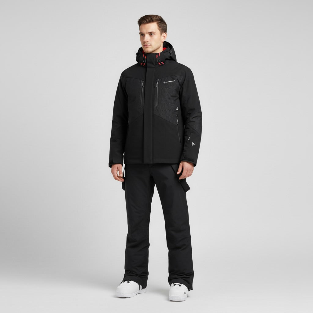 Completo Sci Uomo Giacca con Cappuccio Pantaloni Funzionali Invernali