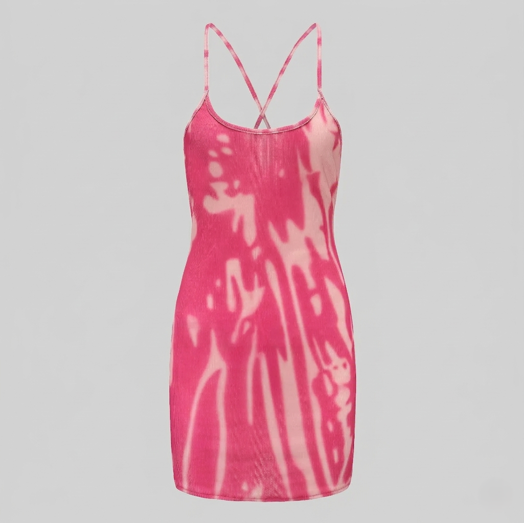 Abito Mini Donna in Maglia Costina Spalline Sottili