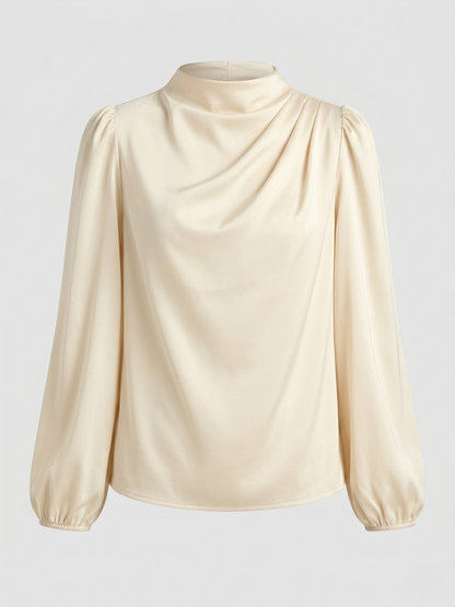 Blusa Elegante Donna Manica Lunga Collo Alto