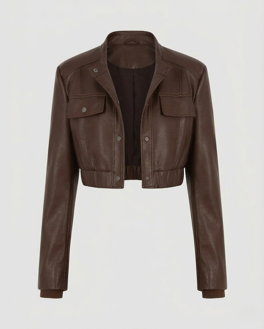 Giacca Biker Donna in Ecopelle con Spalline