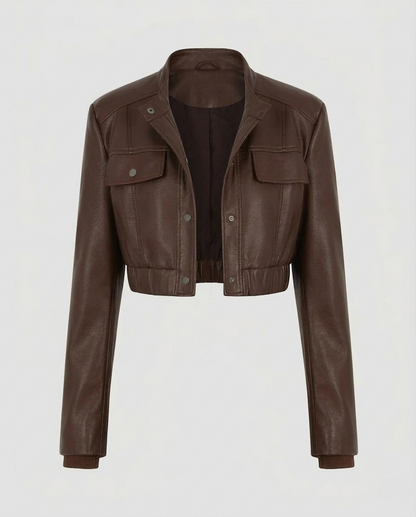 Giacca Biker Donna in Ecopelle con Spalline
