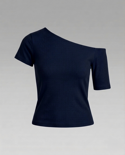Donna in Jersey Asimmetrico Spalle Scoperte