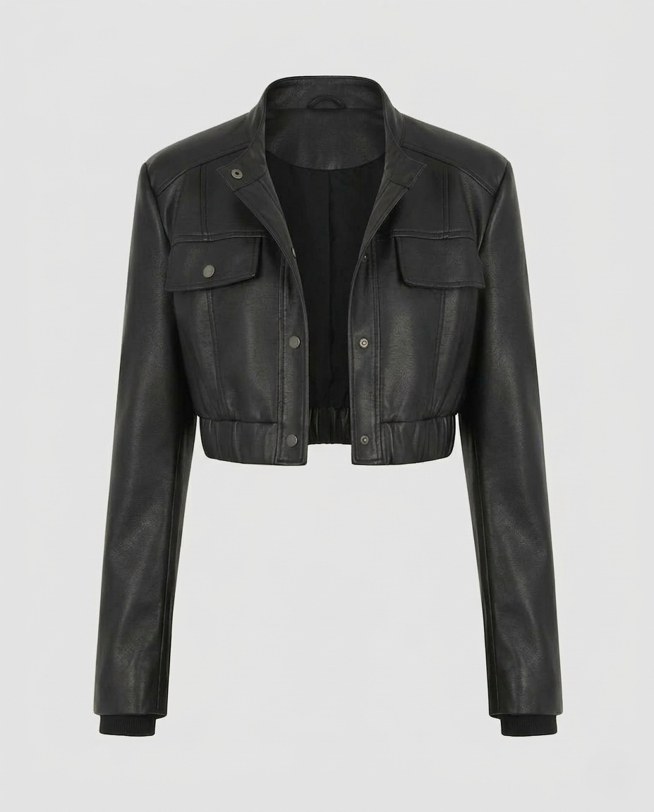 Giacca Biker Donna in Ecopelle con Spalline