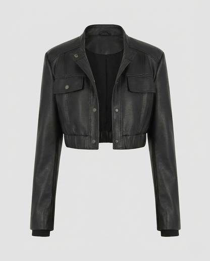 Giacca Biker Donna in Ecopelle con Spalline