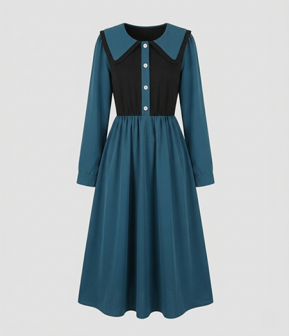 Abito Midi Donna con Colletto a Rouches Stile Empire