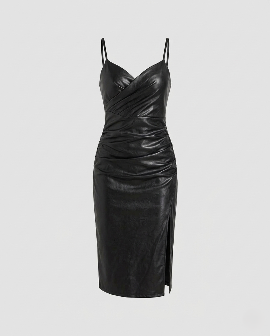 Abito Donna in Pelle Slim con Spacco