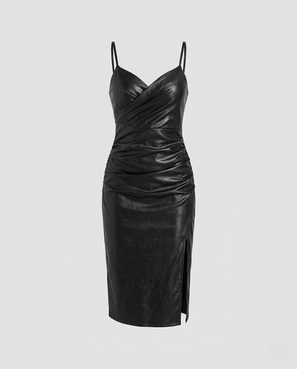 Abito Donna in Pelle Slim con Spacco