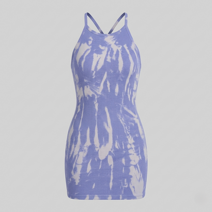 Abito Mini Donna in Maglia Costina Spalline Sottili