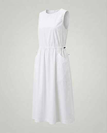 Abito Midi Donna Smanicato con Coulisse in Vita