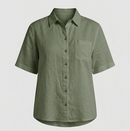 Camicia Donna in Misto Cotone Manica Corta