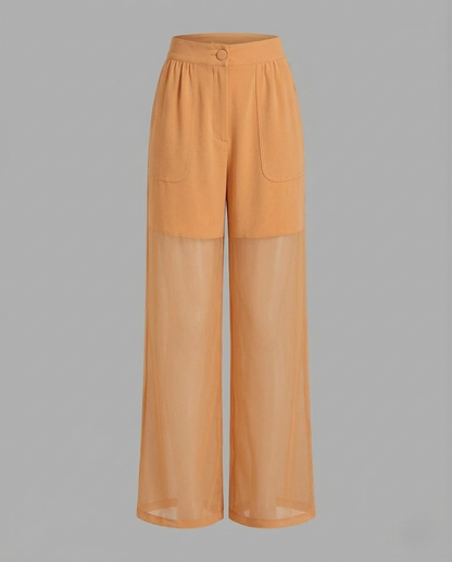 Pantaloni Donna in Chiffon Taglio Largo Vita Elastica