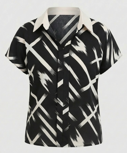 Camicia Donna in Seta Sintetica con Stampa Regular Fit