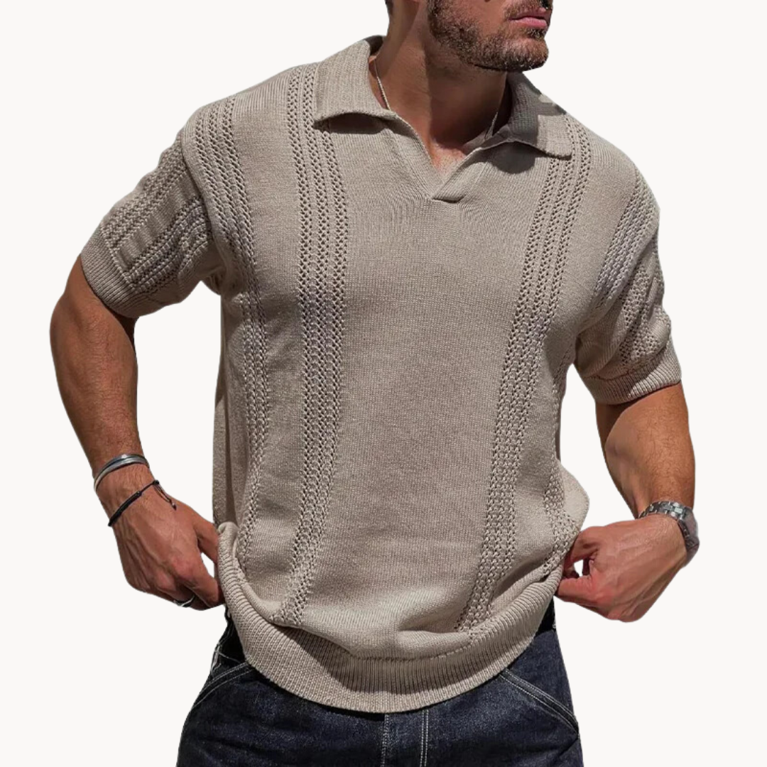 Polo Uomo Maglia Cotone Manica Corta Senza Bottoni - Brentozzi
